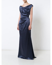 Robe en soie bleu marine Talbot Runhof