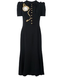 Robe en soie brodée noire Dolce & Gabbana