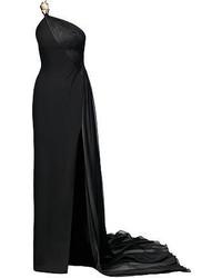 Robe en soie fendue noire