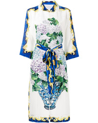 Robe en soie imprimée blanche Dolce & Gabbana