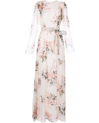 Robe en soie imprimée blanche Rochas