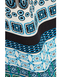 Robe en soie imprimée bleu canard Diane von Furstenberg