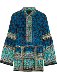 Robe en soie imprimée bleu marine Anna Sui