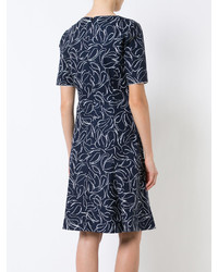 Robe en soie imprimée bleu marine Oscar de la Renta