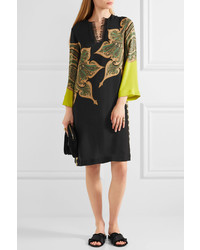 Robe en soie imprimée cachemire noire Etro