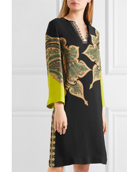 Robe en soie imprimée cachemire noire Etro