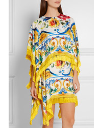 Robe en soie imprimée jaune Dolce & Gabbana