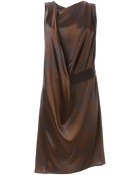 Robe en soie imprimée marron foncé