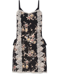 Robe en soie imprimée noire Anna Sui