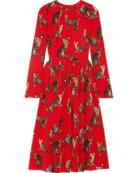 Robe en soie imprimée rouge Dolce & Gabbana