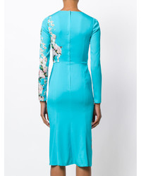 Robe en soie imprimée turquoise Dolce & Gabbana