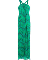 Robe en soie imprimée verte