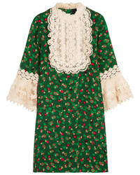Robe en soie imprimée verte Anna Sui
