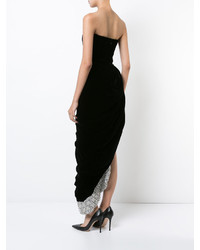 Robe en soie ornée noire Oscar de la Renta