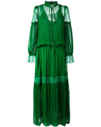 Robe en soie plissée vert foncé Roberto Cavalli