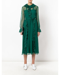 Robe en soie plissée verte No.21