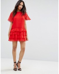 Robe en tulle à volants rouge Missguided