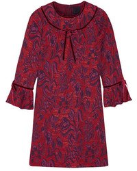 Robe en velours à fleurs rouge