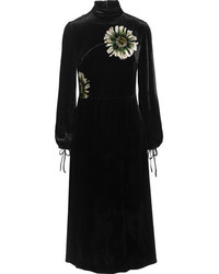 Robe en velours imprimée noire