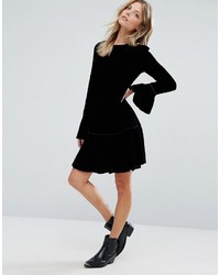 Robe en velours noire Mango