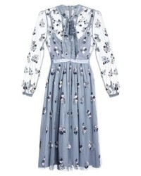 Robe évasée à fleurs bleu clair Needle & Thread