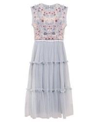 Robe évasée à fleurs bleu clair Needle & Thread