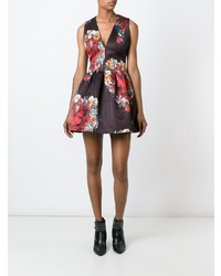 Robe évasée à fleurs noire Philipp Plein