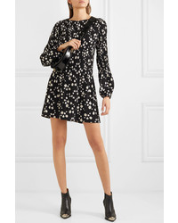 Robe évasée à fleurs noire Maje