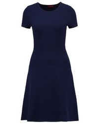 Robe évasée bleu marine Hugo Boss
