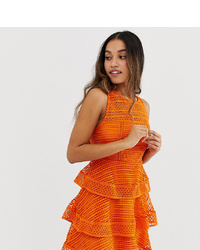 Robe évasée en crochet orange New Look Petite