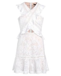 Robe évasée en dentelle blanche BCBGMAXAZRIA