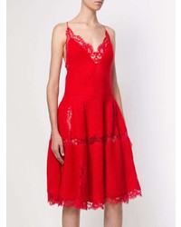 Robe évasée en dentelle rouge Givenchy