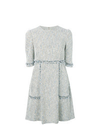 Robe évasée en tweed grise