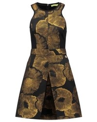 Robe évasée imprimée dorée Versace