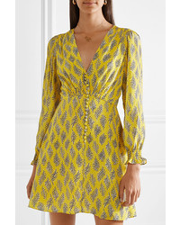 Robe évasée imprimée jaune Saloni