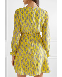 Robe évasée imprimée jaune Saloni