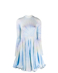 Robe évasée imprimée tie-dye bleu clair