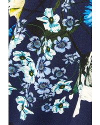 Robe fourreau à fleurs bleu marine Erdem