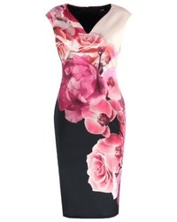 Robe fourreau à fleurs multicolore Wallis