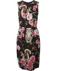 Robe fourreau à fleurs noire Dolce & Gabbana