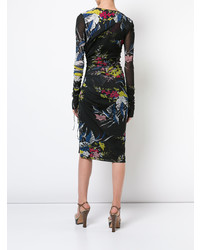 Robe fourreau à fleurs noire Dvf Diane Von Furstenberg