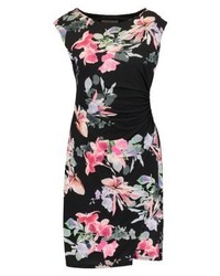Robe fourreau à fleurs noire Wallis