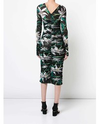 Robe fourreau à fleurs vert foncé Dvf Diane Von Furstenberg