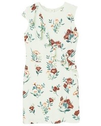Robe fourreau à fleurs vert menthe Mango
