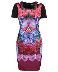 Robe fourreau à fleurs violet clair Versace