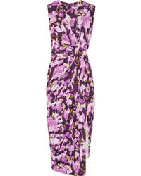 Robe fourreau à fleurs violette