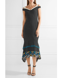 Robe fourreau brodée noire Peter Pilotto