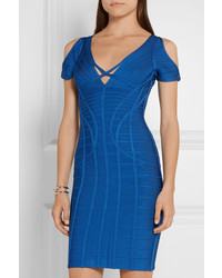 Robe fourreau découpée bleue Herve Leger