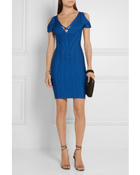 Robe fourreau découpée bleue Herve Leger