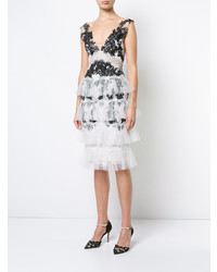 Robe fourreau en dentelle blanche et noire Marchesa Notte